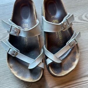 Silver Strappy Birkenstock Sandals